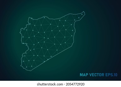 Map of syria - Abstract mash line and point scales on dark gradient background. Wire Frame 3D mesh polygonal network line, design sphere, dot and structure. Vector illustration eps 10.
