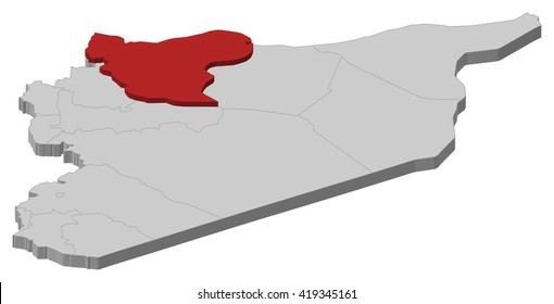 Map - Syria, Aleppo - 3D-Illustration