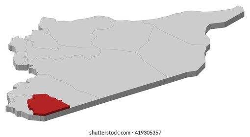 Map - Syria, As-Suwayda - 3D-Illustration