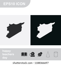 Map of Syria black and white vector icon.