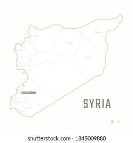 Map of Syria with border, cities and capital Damascus. Each city has separately for your design. Vector Illustration