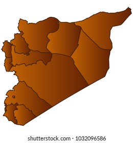 Map of Syria- Map of the city and each border separately. Brown Gold eps Vector Illustration 10