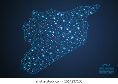 A map of Syria consisting of 3D triangles, lines, points, and connections. Vector illustration of the EPS 10.