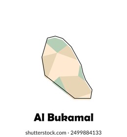 Map Syria Country With City of Al Bukamal, geometric and colorful logo design template element
