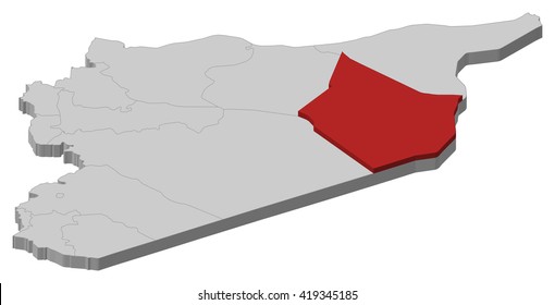 Map - Syria, Deir ez-Zor - 3D-Illustration