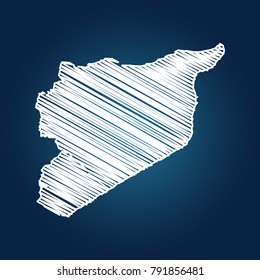 Map of Syria, Drawing map on blackboard of Syria. drawn on chalkboard with scribbled map of Syria can be use for education. vector illustration.