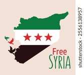 A map of Syria featuring the Revolution Flag, symbolizing hope and freedom for the Syrian people