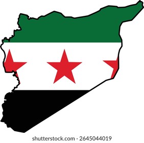 Map with Syria Flag Design on White Background
