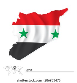 Map of Syria with flag - vector illustration