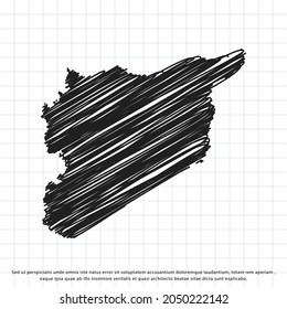 Map of Syria freehand drawing on a sheet of exercise book. Vector illustration.