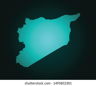 Map of Syria green vector isolated on dark background. High detailed green vector map, Syria symbol for your web site design map - Vector illustration eps 10.