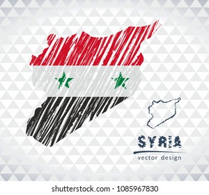 Map of Syria with hand drawn sketch pen map inside. Vector illustration