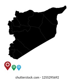 Map of Syria, High Detailed Map of Syria isolated on white background.Vector illustration eps 10