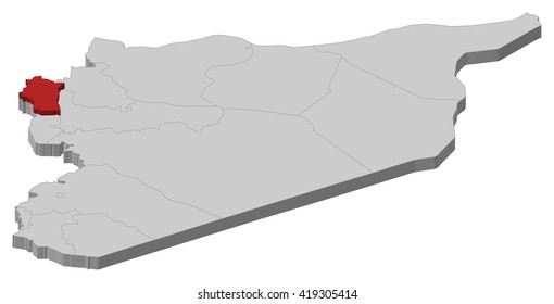 Map - Syria, Latakia - 3D-Illustration