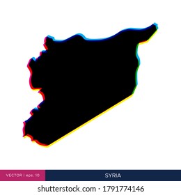 Map of Syria in multicolor style on the border vector design template