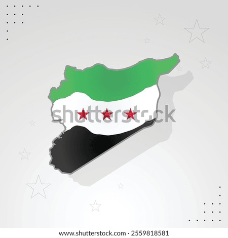 Map of Syria with the new green flag