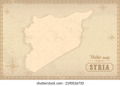 Map of Syria in the old style, brown graphics in retro fantasy style