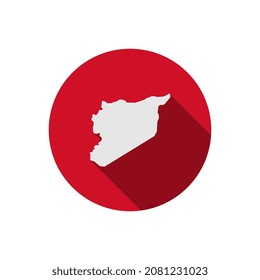 Mapa de Siria en círculo rojo con una larga sombra