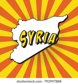 map of syria in pop art style with halftone dots and radial lines