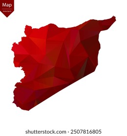 Mapa de Siria - Rojo Geométrico Rumpled Triangular, Diseño Poligonal. Ilustración vectorial eps 10.