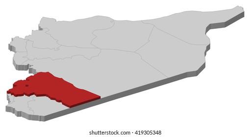 Map - Syria, Rif Dimashq - 3D-Illustration