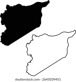 Map of Syria Silhouette Flat and Outline Design
