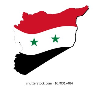 map of Syria and Syrian flag Vector illustration with curve line.