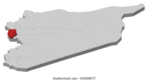 Map - Syria, Tartus - 3D-Illustration