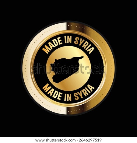 Map of Syria. Vector illustration. Logo, Icon, and Symbol. Syria map gold seal. 