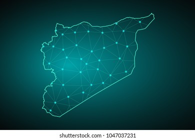 Map of Syria. Wire frame 3D mesh polygonal network line, design sphere, dot and structure. communications map of Syria. Vector Illustration EPS10.