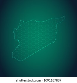 Map of Syria-Wire frame 3D mesh polygonal network line, design sphere, dot and structure. Vector illustration eps 10.