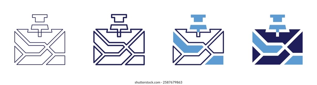 Map system icon in 4 different styles. Thin Line, Line, Bold Line, Duotone. Duotone style. Editable stroke.