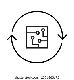 Map Systems Icon – Circuit Board Representing AI System Connections and Mapping
