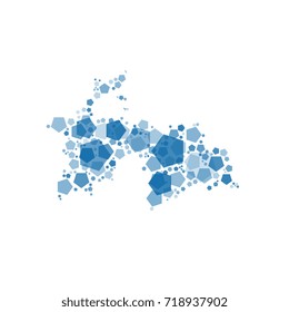map of tadjikistan filled with pentagons of different sizes and degrees of transparency