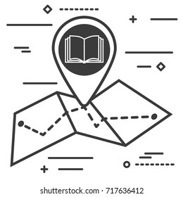 Map with tag with p open book icon in trendy flat style isolated on white background.