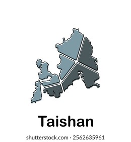 map of Taishan geometric modern outline, High detailed vector illustration design