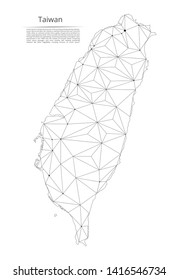 Map of Taiwan connection. Vector low-poly image of a global map with lights in the form of cities or population density, consisting of points and shapes  space. Easy to edit