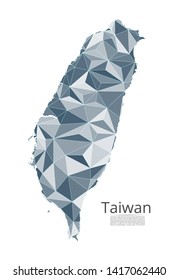 Map of Taiwan connection. Vector low-poly image of a global map with lights in the form of cities or population density, consisting of points and shapes  space. Easy to edit