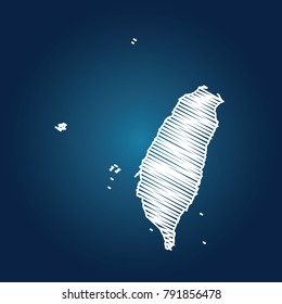 Map of Taiwan, Drawing map on blackboard of Taiwan. drawn on chalkboard with scribbled map of Taiwan can be use for education. vector illustration.