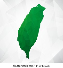 Map of Taiwan - Green Geometric Rumpled Triangular , Polygonal Design For Your . Vector illustration eps 10