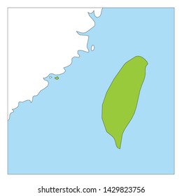 Map of Taiwan green highlighted with neighbor countries.