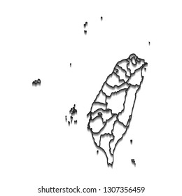 Map of Taiwan - High detailed on white background. Abstract design vector illustration eps 10.