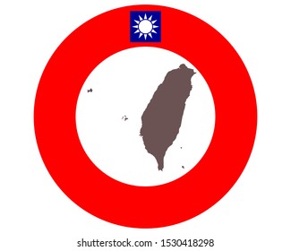 Map of Taiwan on background with flag