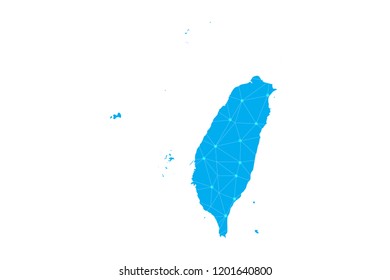 Map of Taiwan from Polygonal wire frame low poly mesh,Taiwan map Vector Illustration EPS10.