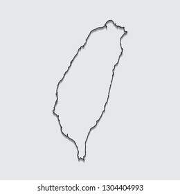 Map of Taiwan with shadow on gray background.eps10 