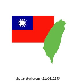 Mapa de Taiwán y la bandera taiwanesa. Vector.