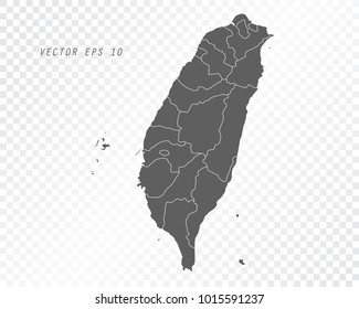 Map of Taiwan , vector illustration on transparent background. Items are placed on separate layers and editable.