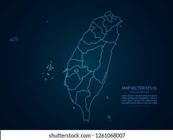 Map of taiwan,Abstract mash line and point scales on dark background for your web site design map logo, app, ui,Travel. Vector illustration eps 10.