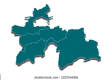 Map of Tajikistan - Blue Geometric Rumpled Triangular , Polygonal Design For Your . Vector illustration eps 10. - Vector