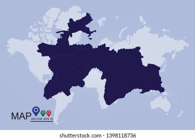 Map of Tajikistan - Blue Geometric Rumpled Triangular , Polygonal Design For Your . Vector illustration eps 10. - Vector